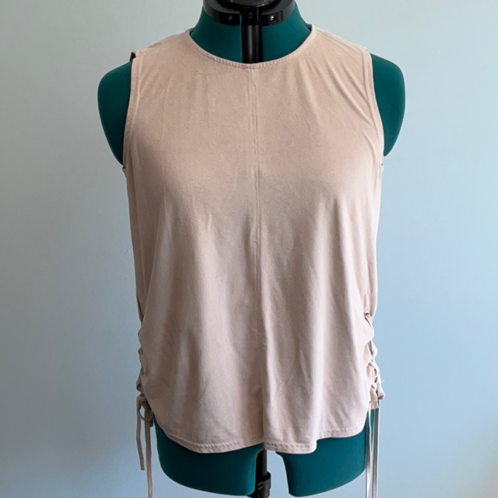 Alya Cream Sleeveless Tank Top Tied Side Detail